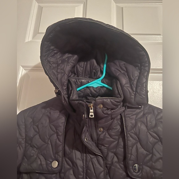 Larry Levine Womens Lightweight Quilted Textured Black Mid-length Puffer SzS - Picture 12 of 14